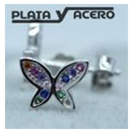 Pendiente Plata Mariposa Circonitas Colores