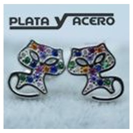 Pendiente Plata Gato Circonitas Colores 