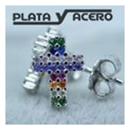 Pendiente Plata Cruz Circonitas Colores