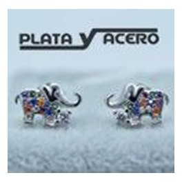 Pendiente Plata Elefante Colores